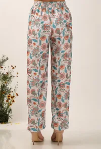 Set Of 3: Lilybeth Organza Angrakha Kurta With Floral Chintz Aline Kurta Dress With Narrow Fit Pants image 5