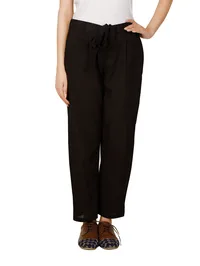 Black Pure Cotton Drawstring Pants image 2