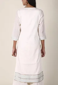 Powder Blue Handblocked Gota Work Cotton Kurta image 3