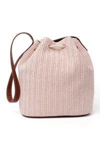 Pearl White Raffia Weave Potli Bag image 3