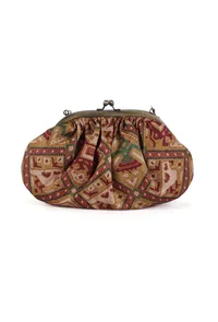 Golden & Multi Silk Patola Print Gathered Clutch image 4