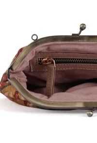 Golden & Multi Silk Patola Print Gathered Clutch image 6