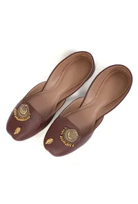 Classic Tan Brown Jutti with Chandbali and Ghungroo image 3