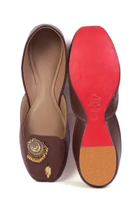 Classic Tan Brown Jutti with Chandbali and Ghungroo image 4