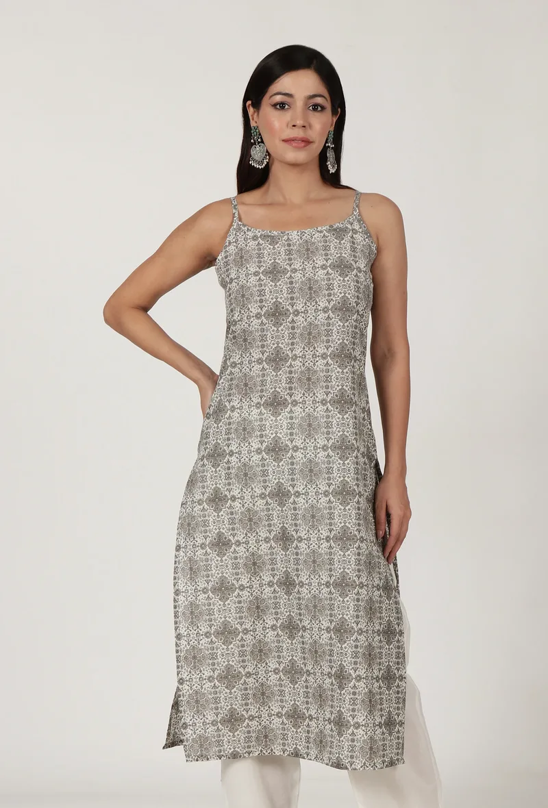 Multi Printed White Color Cotton Slip