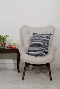 Set of 2: Black and White Stripes Handcrafted Jacquard Cushion Covers image 1