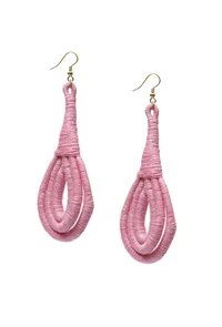 Rosy Pink Thread Tassels Thread Earrings image 2