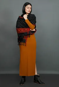 Maroon & Black Pure Wool Kullu Stole image 1