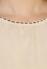 Beige Ivory Sleeveless Cotton Slip Kurta image 5