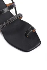 Charcoal Black Braided Tie Up Flats image 3