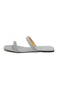 Pastel Grey Braided Cruelty Free Leather Sliders image 5