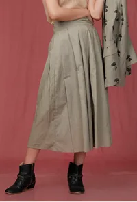 Moss Green Box Pleated Skirt image 1