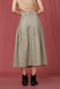 Moss Green Box Pleated Skirt image 5