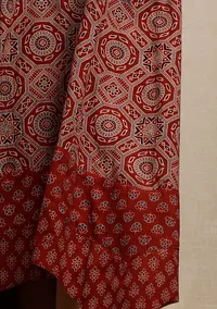 Red Ajrakh Print Sleeveless Asymmetrical Dress image 6