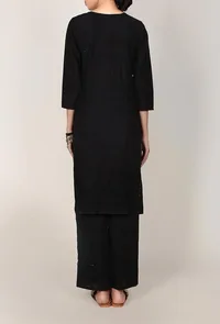 Black Chikankari Kurta With Tassel image 4