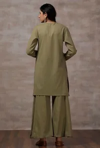 Sheen Mint Green Straight Woollen Kurta image 4