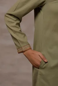 Sheen Mint Green Straight Woollen Kurta image 6