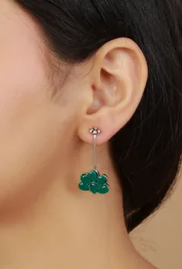 Green Petal Gemstone Bugadi Earrings image 1