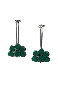 Green Petal Gemstone Bugadi Earrings image 2
