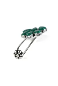 Green Petal Gemstone Bugadi Earrings image 4