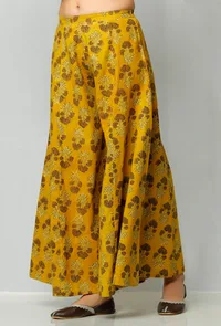 Yellow Ajrakh Printed Pallazo image 2