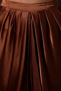Set of 2 : Russet Brown Satin Slip Blouse and Dhoti image 5