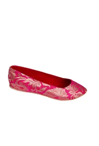 Fuschia Brocade Pointed Toe Ballerina Flats image 4