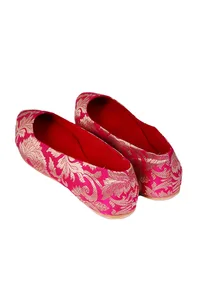 Fuschia Brocade Pointed Toe Ballerina Flats image 5