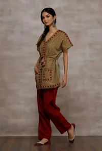 Peehu Mint Green Wool Poncho image 2