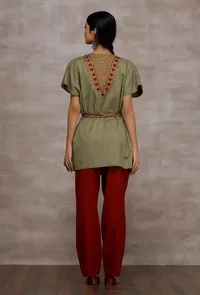 Peehu Mint Green Wool Poncho image 4