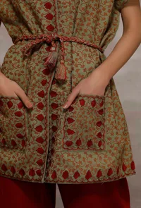 Peehu Mint Green Wool Poncho image 6