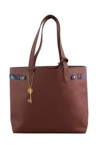 Chocolate Brown Ajrakh Tote Bag image 2