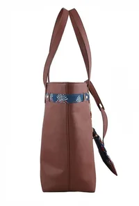 Chocolate Brown Ajrakh Tote Bag image 3