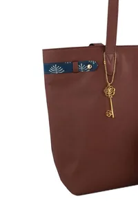 Chocolate Brown Ajrakh Tote Bag image 6