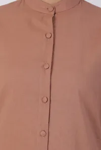 Set Of 2-Copper Cotton A-Line Kurta With Copper Cotton Flared Pants image 5