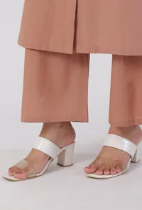 Set Of 2-Copper Cotton A-Line Kurta With Copper Cotton Flared Pants image 6