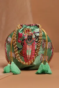 Celestial Green Shreenath With The Holy cow Potli image 1