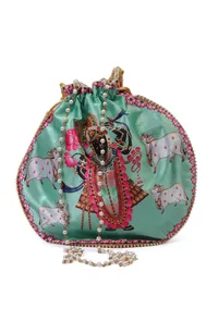 Celestial Green Shreenath With The Holy cow Potli image 4