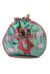 Celestial Green Shreenath With The Holy cow Potli image 5