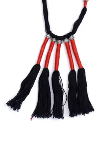 Lishika Red and Black Tassels Tribal Necklace image 3