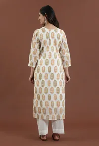 Hand Block Printed Cotton Straight Kurta image 4
