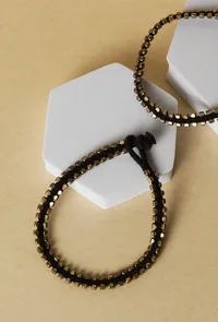 Set Of 2- Raina Black Thread And German Silver Anklets image 1