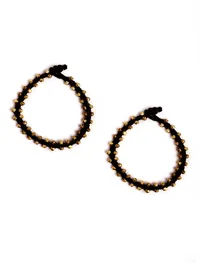 Set Of 2- Raina Black Thread And German Silver Anklets image 2
