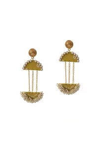 Handcrafted D-Shape Bandhani Fabric Earrings – Colorful & Lightweight image 2