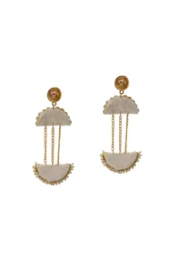 Handcrafted D-Shape Bandhani Fabric Earrings – Colorful & Lightweight image 3