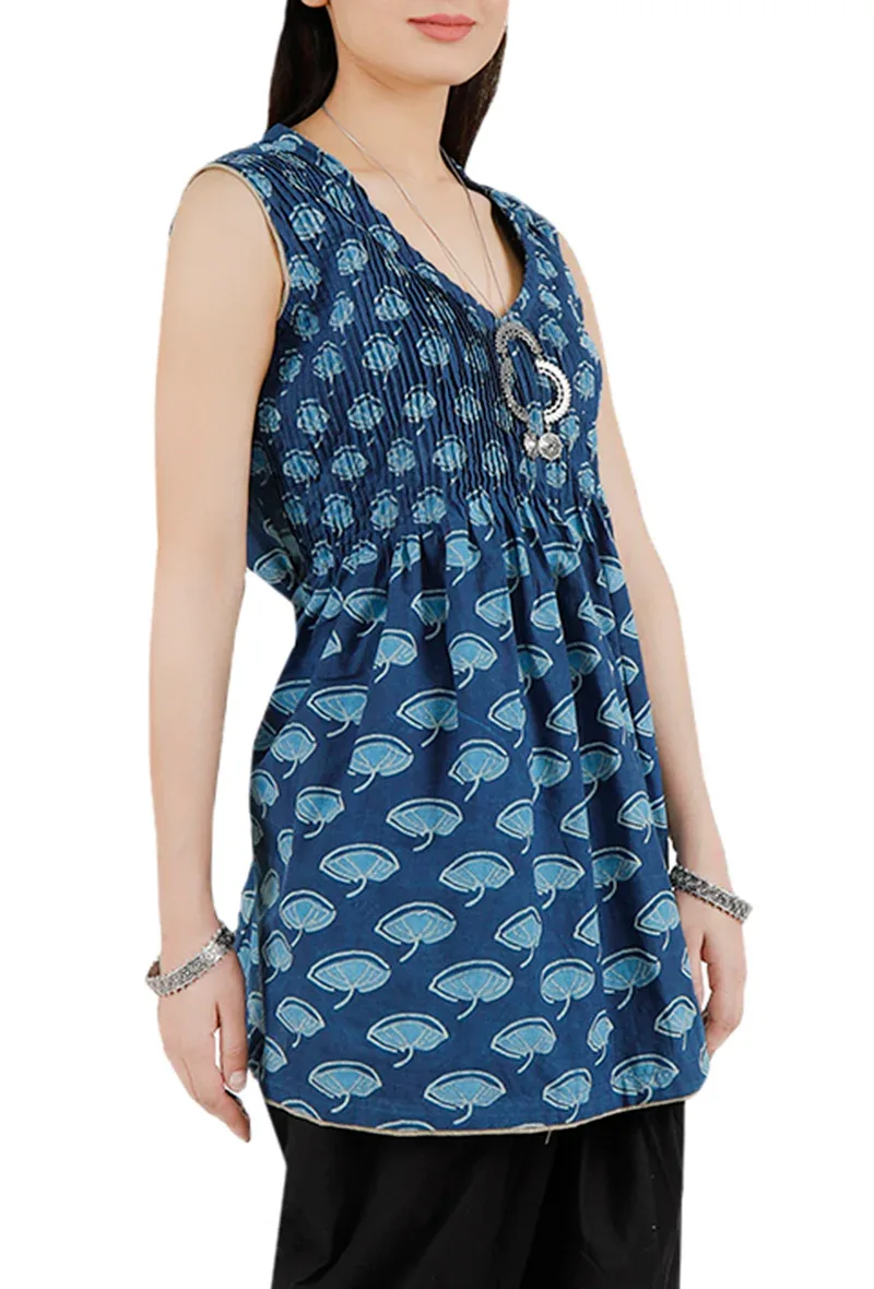 Indigo Pintex Stitch Pure Cotton Kurta