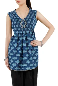 Indigo Pintex Stitch Pure Cotton Kurta image 2