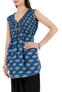 Indigo Pintex Stitch Pure Cotton Kurta image 3