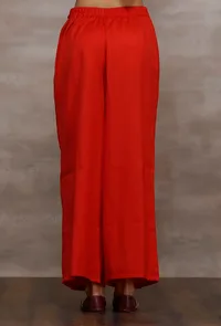 Kaya Red Palazzo Wool Pants image 3