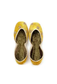 Mustard Yellow Contrast Velvet Jutti image 1